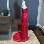 Women’s Red Mermaid Fit Prom Party Dress Sparkly Sequins LaceUpBack Size 2 *READ Photo 2