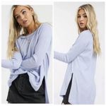 Free People  Snowy Bohemian Thermal Oversized Shirt Baby Blue Rain medium Photo 2