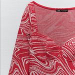 ZARA  JACQUARD MINI LONG SLEEVE KNIT DRESS RED/WHITE SIZE M NEW Photo 9