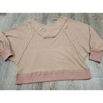 L Love Waffle Scoop Neck Distressed Beige Tan Shirt Medium Large Photo 3