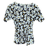 Women’s ModCloth Poema Navy & white floral Short sleeve blouse workwear teacher Blue Size XS Photo 0