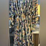 NEW Print Deep V Neck Ruched Front Long Sleeve Bodycon Maxi Dress S White Photo 2