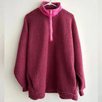 Aerie  Dream Sherpa Quarter Zip Sweatshirt, Cherry Pink/Hot Pink Photo 5
