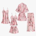 5 Piece Floral Pajama Loungewear Set Multi Size 1X Photo 0