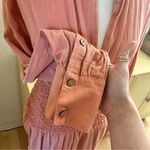 Free People  Monika‎ Peach Shirt Midi Drop Waist Dress Size Small Photo 10