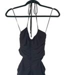 Monot Cutout Ruched Jersey Halter Neck Mini Dress Fitted Black Crepe Size US 0 Photo 4