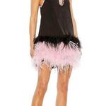 Mac Duggal NWT Feather Finished Short Beaded Beaded Dress in Black Size 2 Photo 0