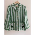 TROVATA Dylan Shirt Jacket Aloe Stripe Size Small Blue Photo 6