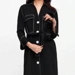 ZARA Basic Contrast Stitch Mini Shirt Dress Black White L Photo 0