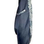 Robert Stock Vintage Bomber Jacket Silk Large Geometric Print Blue Photo 6