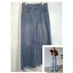 SheIn High Waisted Wide Leg Fringe Hem Faded Washed Out Blue Jeans Medium S.h.e.i.n. Photo 1