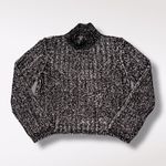 Steve Madden  Black White Marled Mock Neck Knit Sweater Large Photo 9