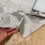Kate Hill  100% Silk Pinstripe Blouse, Button Down Silk Shirt, Size Medium Photo 6