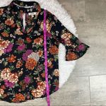 MERAKI black floral choker collar blouse. Size large. Photo 10