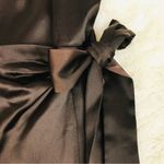 Gianni Bini  Brown Satin One Shoulder Mini Dress Cocktail Wrap Tie Waist Sz 0 New Photo 5