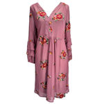 Mauve Embroidered Flower Sheer Overlay Ruffle Midi Dress by Figueroa & Flower Pink Size M Photo 2