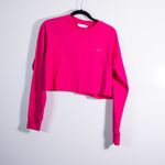 Spiritual Gangster Cotton Modal Stretch Embroidered Smiley Face Crop Top Sweater Photo 0