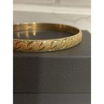 Monet Vintage  Bangle Bracelet Etched Goldtone Signed Retro MCM‎ Metal 2.5" Photo 1