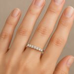 Moissanite Half Eternity Band Ring Sterling Silver Photo 1