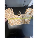 H&M Crop Top Size M Mustard Yellow Zebra Print 3/4 Balloon Sleeve Boho Chic Size M Photo 4
