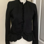 J.Crew  Black Ruffle Collar Peplum Jacket Blazer Womens Size 00 Photo 0