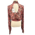 Free People NEW Women's Coral Floral All Dolled Up Mesh Crop Top Shirt Sz S Photo 3