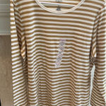 st. john's bay St. John’s Bay striped metallic gold and cream long sleeved tee nwt size 1X Photo 0