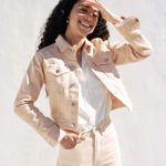 Everlane  The Shrunken Denim Jacket Limited Edition 01 Cropped Blush NWT Size M Photo 0