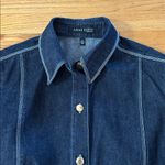 Anne Klein Indigo Denim Jacket with Gold Button and Stitched Accents Sz 12 Photo 5