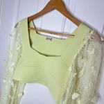Free People Lemon Yellow Flutter By Bandage Crop Top Sz M Boho Girly Whimsical Photo 4