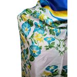 Vintage Woman Scarf Godiva Blue White Green Yellow Silk Morning Glory Classic Photo 7