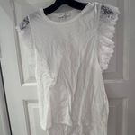 Sandro  White Ruffled Cap Sleeve T-Shirt Blouse Photo 0