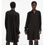 Madewell  | NWT | Relaxed Button-Front Mini Dress in True Black | Sz S Photo 1