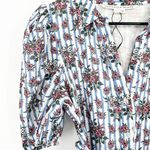 Veronica Beard  Eunice Floral Puff Sleeve Cotton Shirt Dress Multi Striped 8 Photo 4