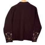 Vintage 100% Wool Tinu Cardigan Sweater Jacket Brown Embroidered Grandma Cottage Size M Photo 3