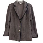 St. John  Collection tweed pattern black trimmed blazer Sz 8 Photo 4