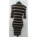 Sanctuary  Mock Neck Stripe Rib Knit Midi Dress Black Brown White Size M NWT Photo 5