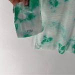 ATM Slub Knit Cotton Kelly Green Tie Dye Long Sleeve Crew Neck Tee NWT Size S White Photo 6