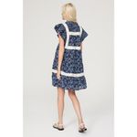 SEA NEW YORK Dark Blue Floral Cotton Lace Trimmed Tilly Tunic Dress Size 14 Photo 2