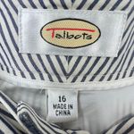 Talbots Striped Wide Leg Cropped Pants Belt Tie Silk Linen Blend White Blue Sz16 Photo 1