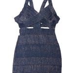 Wow Couture Metallic Cut Out Caged Strappy Mini Dress Bodycon Black Gold L Photo 1