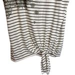 Christopher & Banks  Taupe Cream Striped Top Knot Front Floral Sequins NWT Small‎ Photo 2