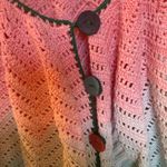 Crochet Cover Up Duster Cardigan Pink Green Ombre Chevron Sleeveless Photo 1