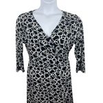 Nine West  Black White Wrap Dress Chain Link Pattern 3/4 Sleeve Dress L Photo 2