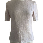 VINTAGE RAZZLE DAZZLE Sequin Tee Womens Sz Medium White Short Sleeve Glam Photo 0