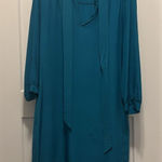 Amanda Uprichard Designer Silk Tunic Shirt Mini Dress Blue Green Size Medium Photo 0