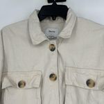 Bershka  Cropped Canvas Jacket Cream Beige Button Front Puff Sleeves Size M Photo 2