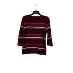 Dress Barn Women's Burgundy & Gold Stripped Top Photo 1
