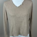 Liz Claiborne LizSport Vintage Gold Metallic V Neck Sweater Size Petite (Q11) Photo 0