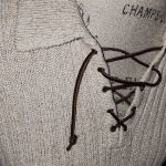 Ralph Lauren Lauren  Womens Creme Silk Linen Blend Leather Tie Neck Sweater Large Photo 2